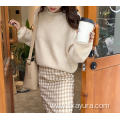 White Bubble Sleeve Sweater in fall and winter